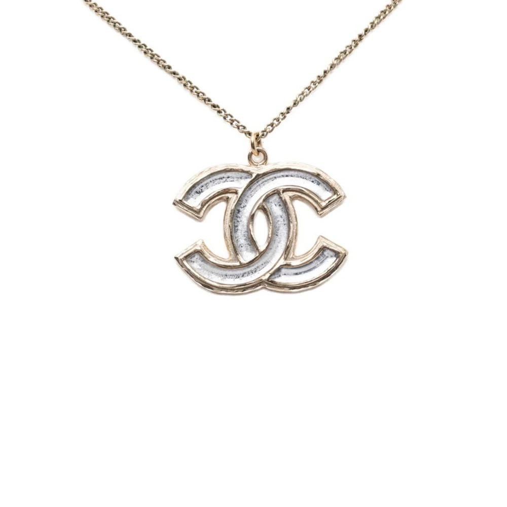 CHANEL Silver Logo Necklace